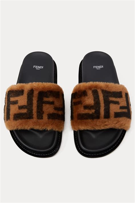 fendi slippers fluffy|fendi slippers for women.